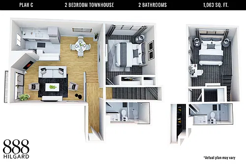 Floor plan 2+2 Townhouse Furnished