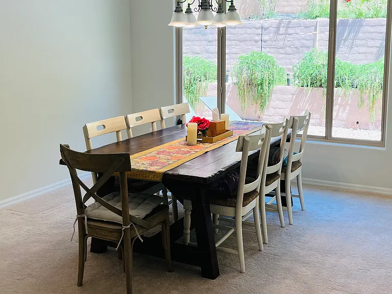 Dining area opposite kitchen.