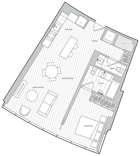 Floor plan 1 Bed 1 5 Bath B1 5A