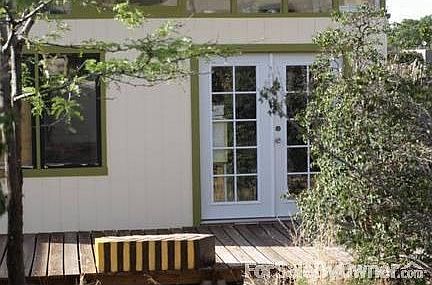 Newly built art studio (16 x 20 ft.) : Wrap around wood deck plus garden beds