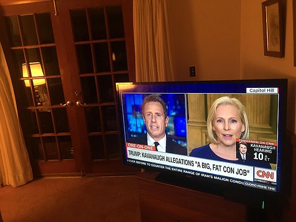 This large screen smart TV is included in the rental