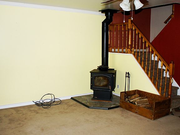 Living room with wood stove