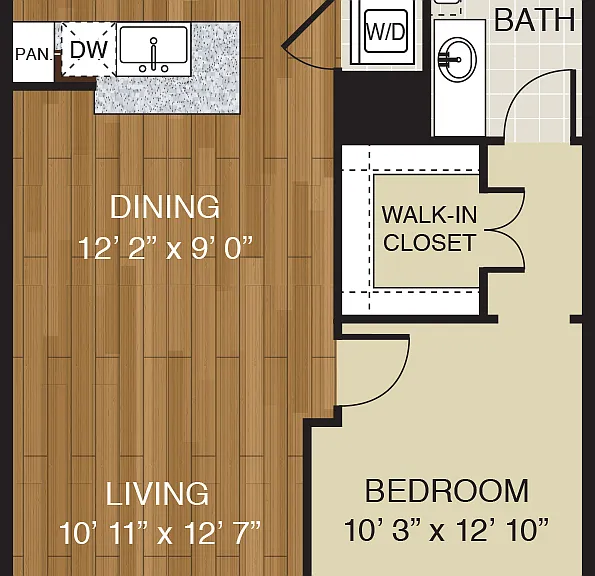 WaterWall Place - A2 - 1 Beds - 1 Baths - 706 Sq. ft.