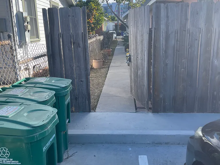 back gate from parking lot