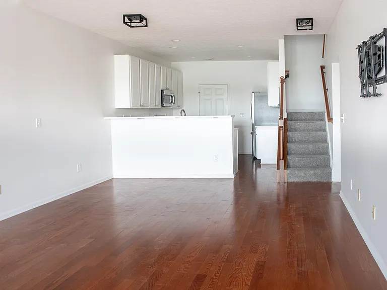 Open floor plan to updated kitchen