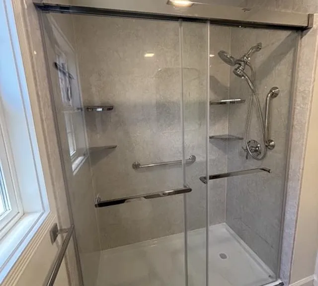 New Walk-in Shower in entirely renovated bathroom.