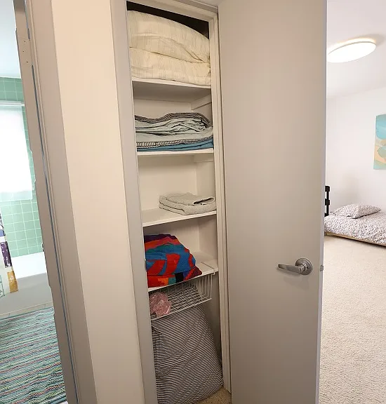 One of two closets in the hallway.
