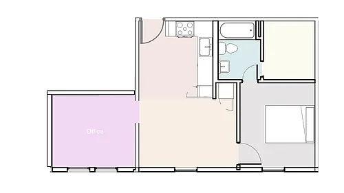 Floor plan 1 Bedroom w Office