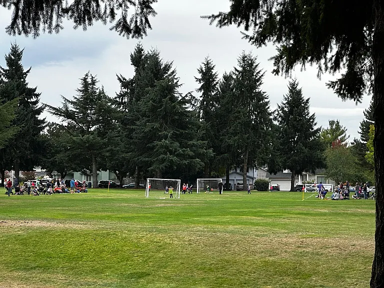 Multiple soccer fields nearby