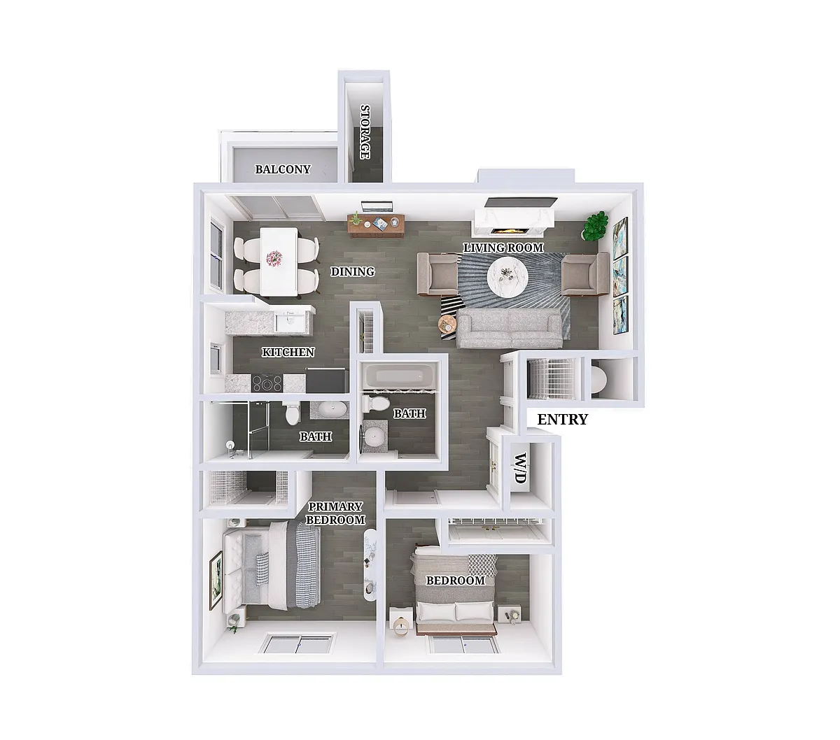 Floor plan 2 BD 2 BA