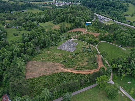 Aerial drone shot from the north looking straight south over the property