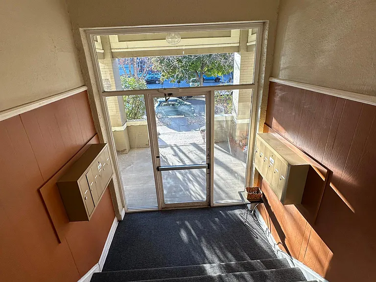 Building Entrance and Mail Room (facing west)