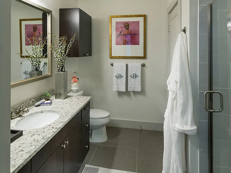 Large bathrooms with stand up showers