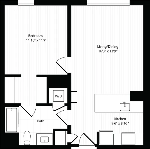 Floor plan 1 Bedroom A