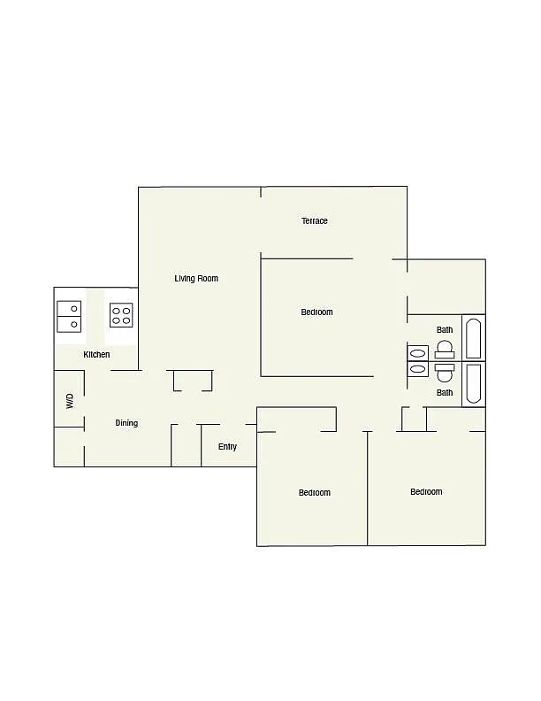 Floor plan 3 Bed 2 Bath