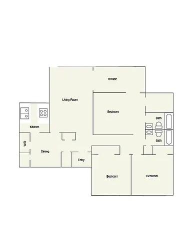 Floor plan 3 Bed 2 Bath