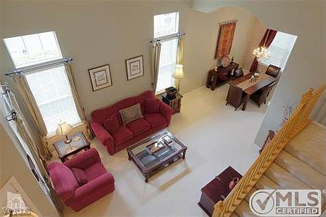 Tall ceilings that extend all the way to the 2nd floor for a wide open feeling. This is the view fro