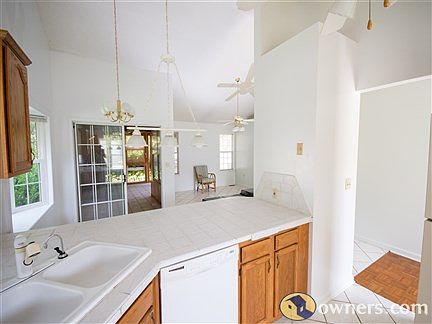 Kitchen view into dining room