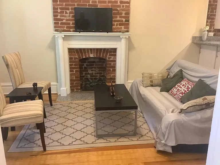 Living room and fireplace