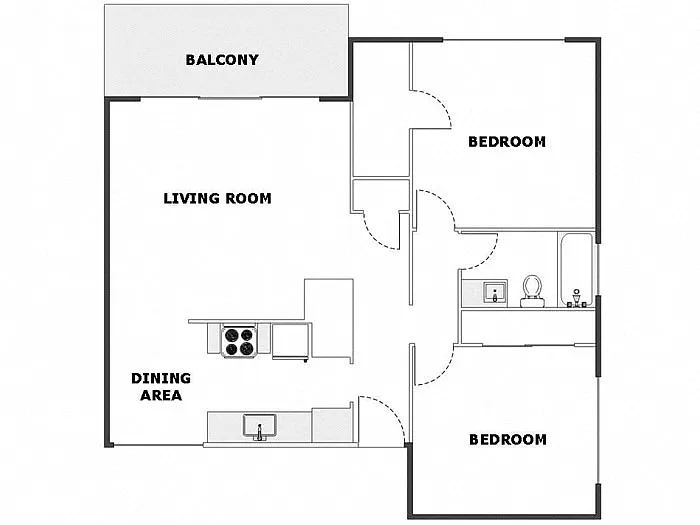 Floor plan 2 Bed / 1 Bath: Type B