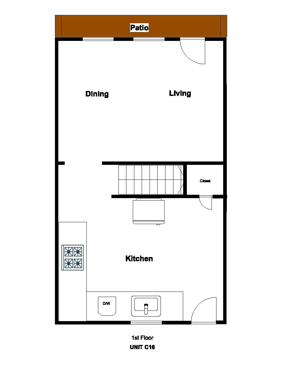 Floor plan 1 Bedroom/1 Bathroom