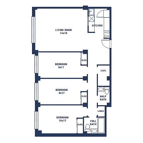 Floor plan Three Bedroom City