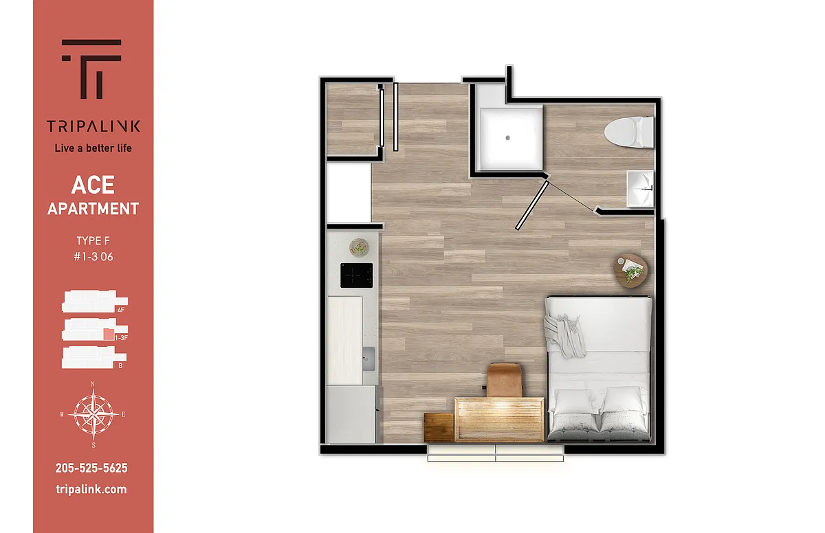 Floor plan Studio - 235 sqft