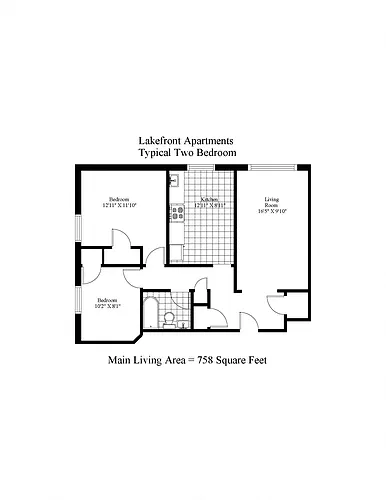 Floor plan Two Bedroom 2 Bed 1 Bath