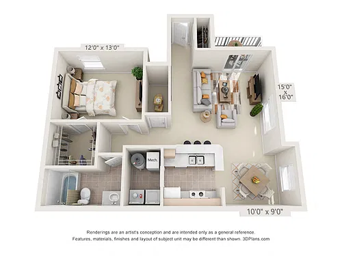 Floor plan One Bedroom A