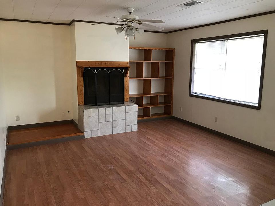 Living room with real fire place