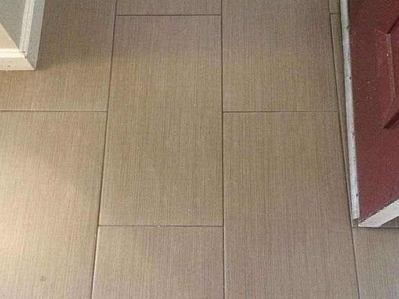 Progress update: New gorgeous "metro charcoal" tiling in the