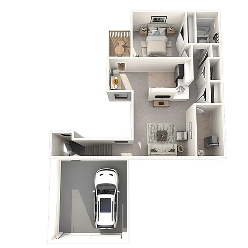 Floor plan 1 bedroom 1 bath w attached garage A2