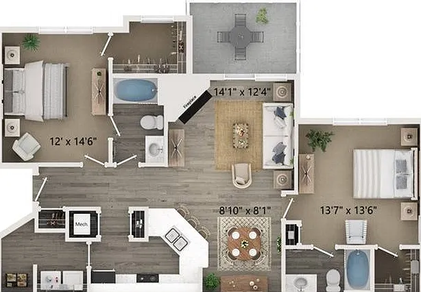 B2 Two Bedroom Floor Plan B2 Two Bedroom Floor Plan