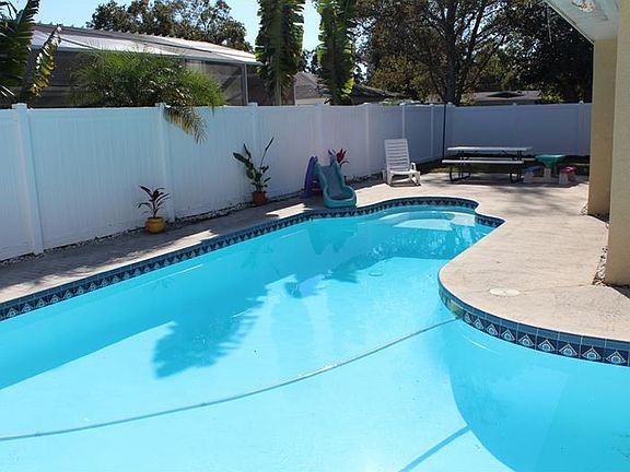 Pool with attached spa 