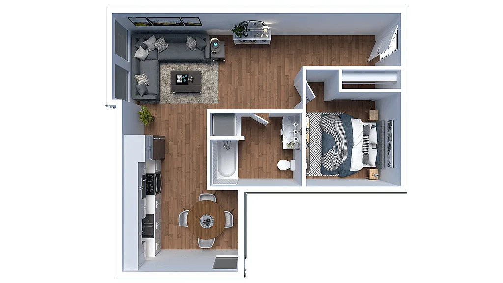 Floor plan Furnished G - 1 Bed 1 Bath