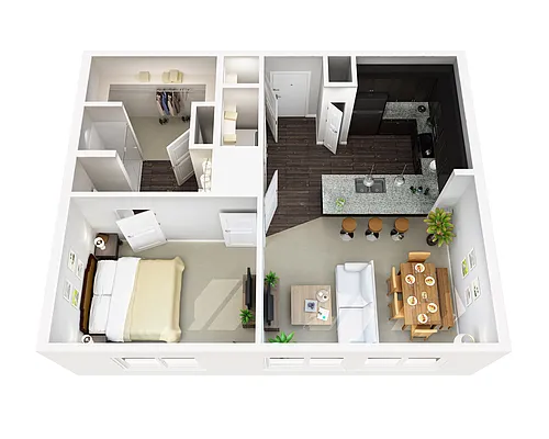 Floor plan One Bed, One Bath B