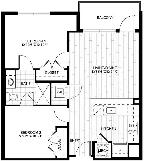 Floor plan 2 Bed/2 Bath-F.C08