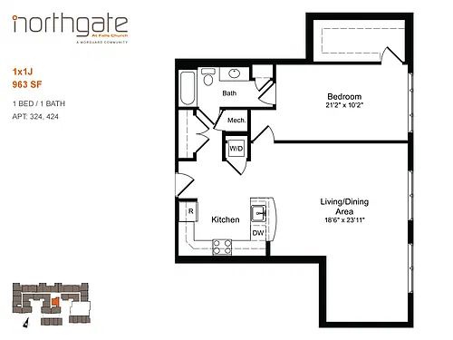 Floor plan 1x1J