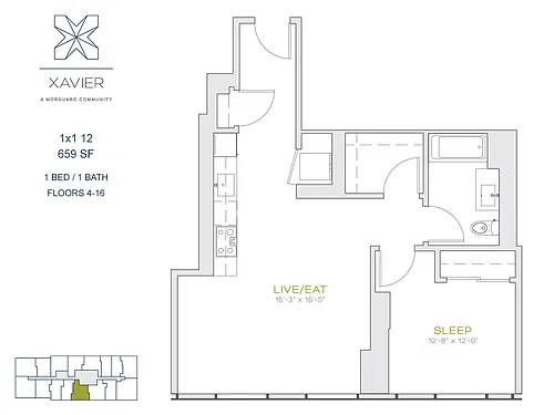 Floor plan 1X1 12