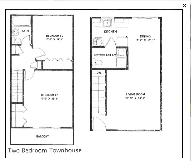 Floor plan 2 Bed Townhouse