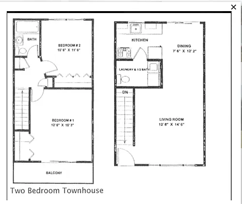 Floor plan 2 Bed Townhouse