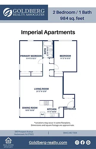 Floor plan Two Bedroom-One Bath