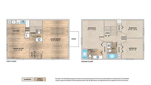 Floor plan 3 Bedroom Townhome B
