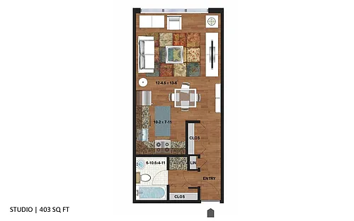Floor plan Colfax Terrace - Studio