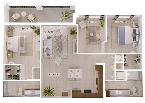 Floor plan Orleans (2 Bed - Den)