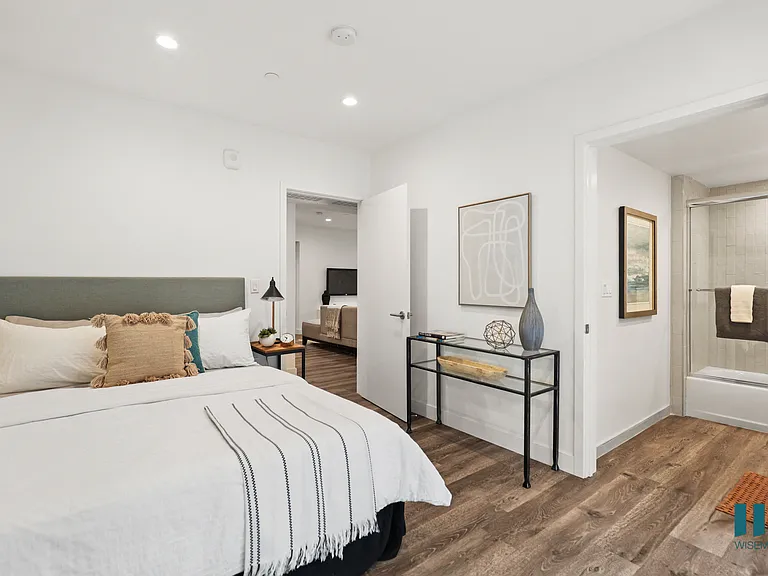 Bedroom with Recessed Lighting, Vinyl Flooring, and Bathroom