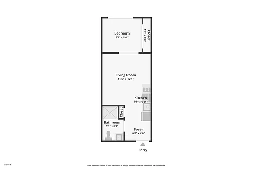 Floor plan 1 Bed 1 Bath B