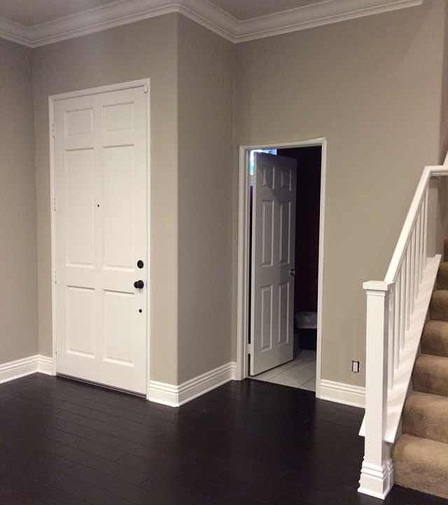 Front door and downstairs bathroom