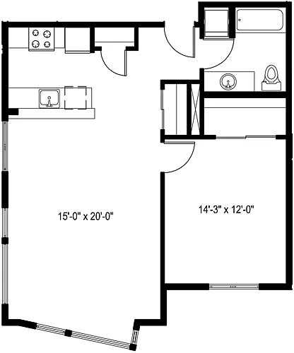 Floor plan 1 Bedroom L