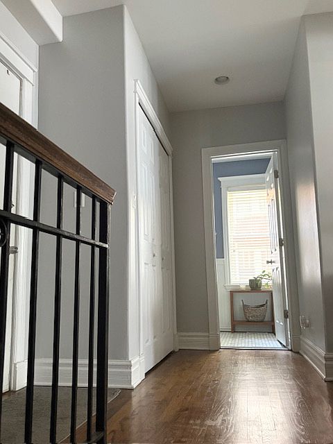 Entrance showing extra closet and powder room